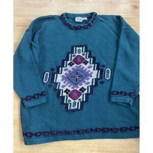Stefano International Geometric Shapes Art‎ Vintage USA 80s 90s Sweater 26/28